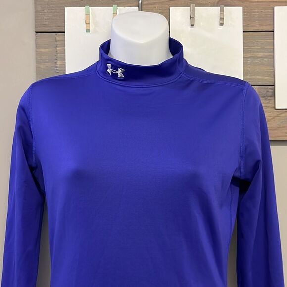 Under Armour Women’s Purple Fitted ColdGear Mock Neck Fit and Flare Pullover-Med - Picture 4 of 14
